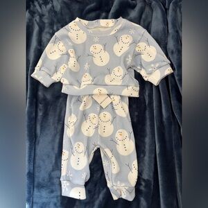 Baby Waffle Snowman Set - Blue